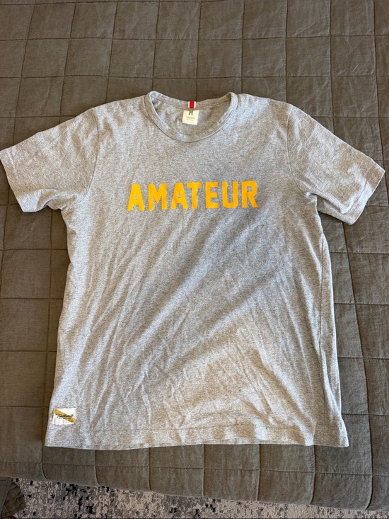 Tracksmith Other - Tracksmith Amateur Logo Grey T‑Shirt with Yellow Print